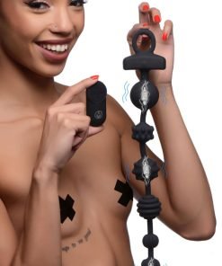 21X Dark Rattler Vibrating Silicone Anal Beads with Remote